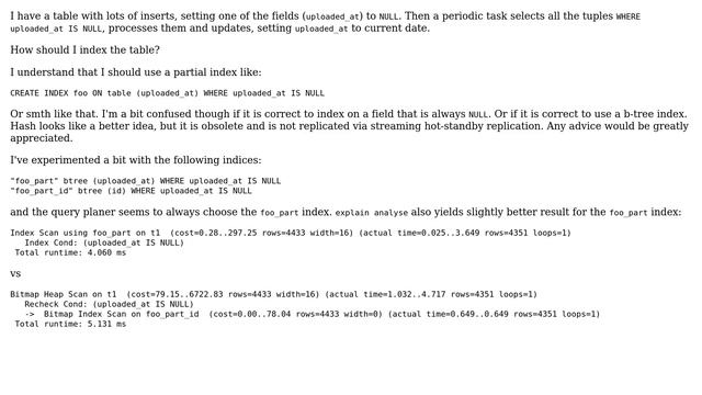 Databases: How to index a query with `WHERE field IS NULL`? смотреть онлайн