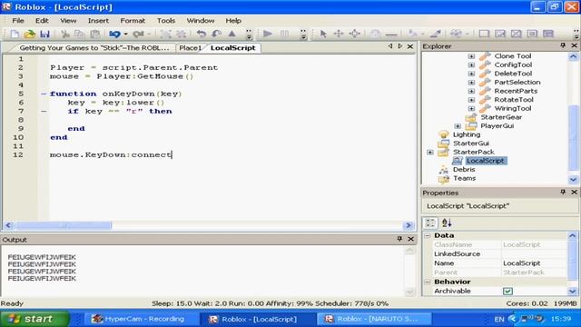 ROBLOX Lua Scripting Tutorial 6 .KeyDown смотреть онлайн