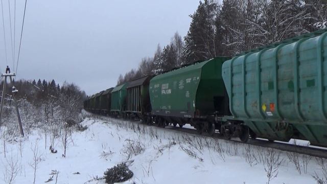 2ТЭ116УД-055 с грузовым поездом смотреть онлайн