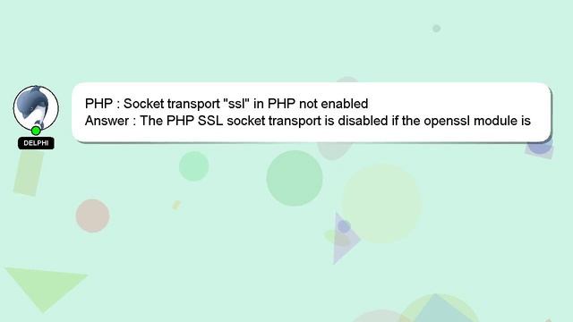 PHP : Socket transport "ssl" in PHP not enabled смотреть онлайн