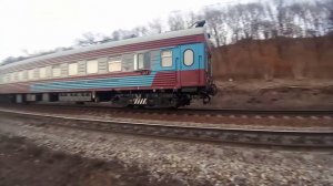 Тепловоз ТЭМ2-6278 с вагоном Дирекции мониторинга и диагностики вечером на Транссибирской магистрал