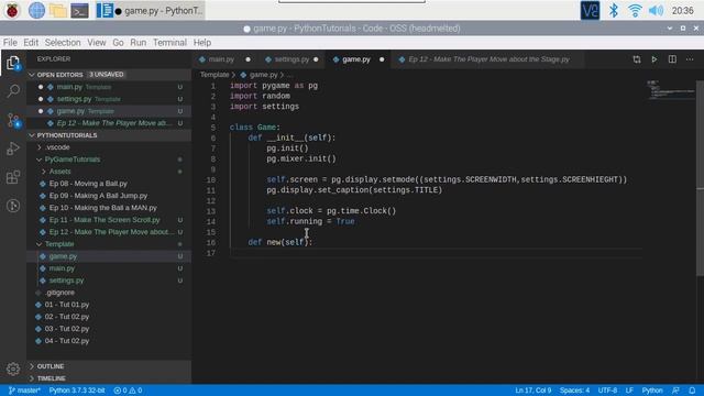 Tutorial 37.13 - Developing A Game Template (PyGame Python) смотреть онлайн