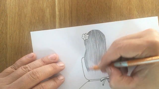 How to draw a cute girl wearing a dress easy step by steps || Draw the girl's back with a pencil смотреть онлайн