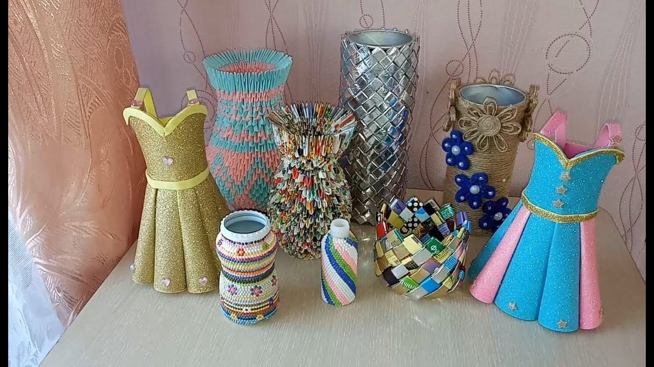 Вазы своими руками из фантиков ,страниц от журналов и не только.. смотреть онлайн