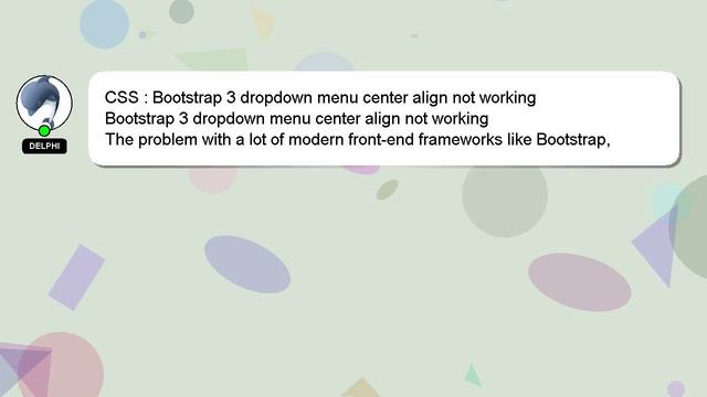 CSS : Bootstrap 3 dropdown menu center align not working смотреть онлайн