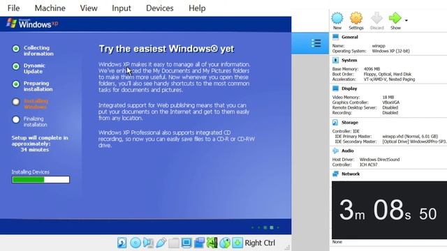 Windows XP SP3 Installed in 6 minutes on VirtualBox смотреть онлайн