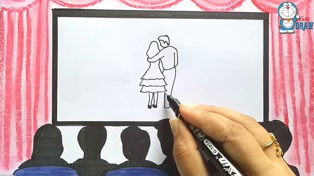 How to draw scenery of Movie theater step by step смотреть онлайн