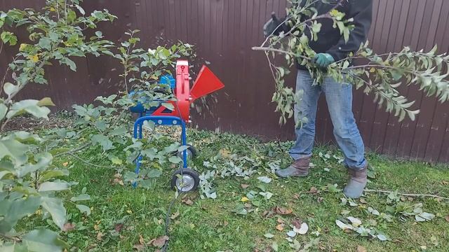 Как утилизировать ветки деревьев и малины при помощи садового щепореза Термит 250. Мульча для сада. смотреть онлайн