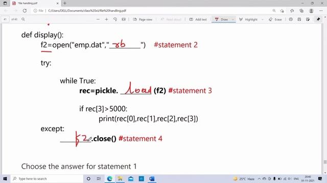 File Handling|Binary File|Case Study Questions Part-II смотреть онлайн