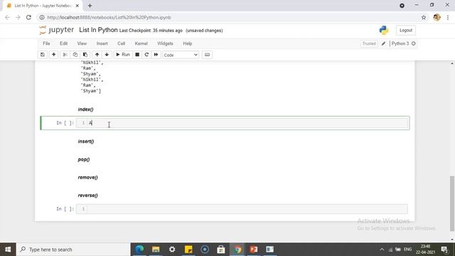 List In Python | How to use append, clear, copy, count, extend, index, insert, pop on List смотреть онлайн