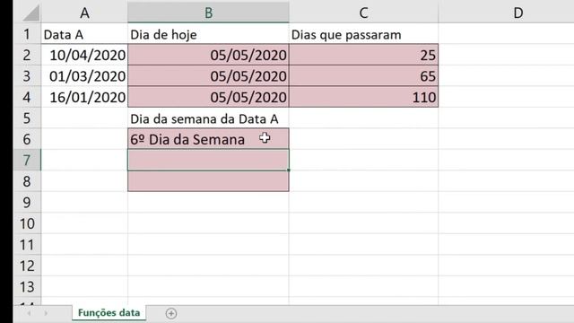 Excel Funções DATE TODAY WEEKDAY YEAR MONTH DAY смотреть онлайн