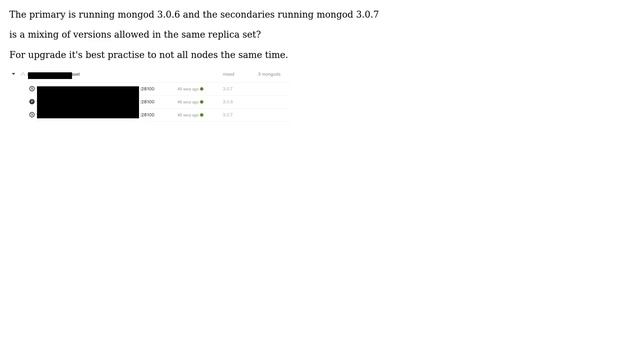 Databases: MongoDB replica set: members with different versions of mongod смотреть онлайн