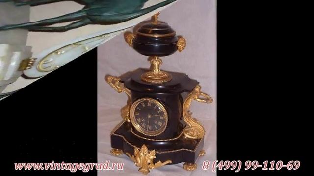 Настольные часы антикварные из бронзы и камня. Старинные бронзовые часы. Купить недорого смотреть онлайн