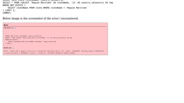 Databases: Can't add or update child, Foreign Key Error смотреть онлайн