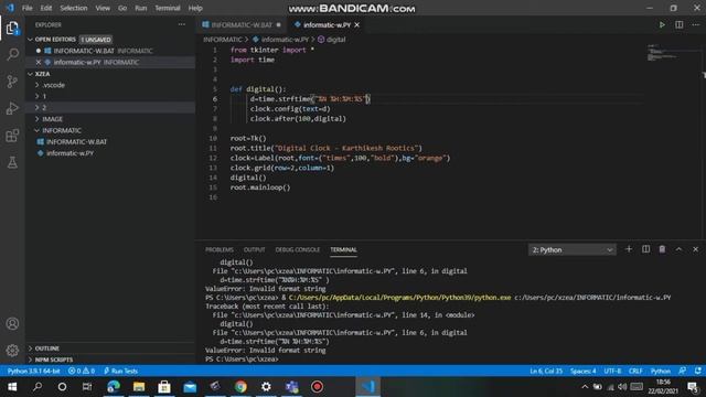 Make a digital clock with a python language ( changing the color of the clock , adding the date ) смотреть онлайн