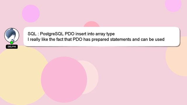 SQL : PostgreSQL PDO insert into array type смотреть онлайн