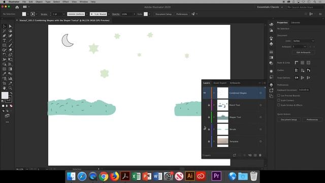 U01.5 Combine Shapes with the SHAPER TOOL in Adobe Illustrator CC смотреть онлайн