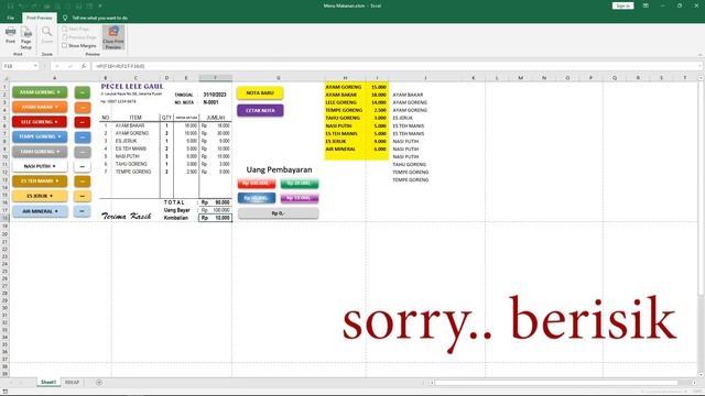 NOTA PECEL LELE dengan TOMBOL Command Button VBA смотреть онлайн