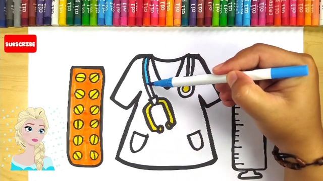 MEDICAL SET DRAWING, COLORING AND PAINTING FOR KIDS AND TODDLERS || CHILD ART смотреть онлайн