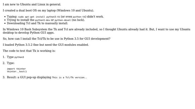 Ubuntu: ImportError: No named '_tkinter', please install the python3-tk package (2 Solutions!!) смотреть онлайн