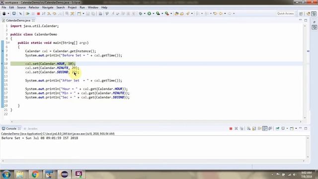How to set different calendar fields values using set method of Java.util.calendar class? смотреть онлайн