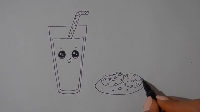 Как нарисовать СТАКАН МОЛОКА И ПЕЧЕНЬЕ, Рисуем Просто/804/How to draw a GLASS of MILK and COOKIES смотреть онлайн