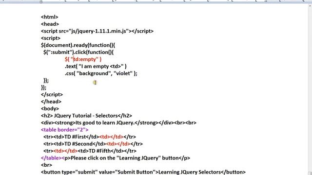 JQUERY EMPTY SELECTOR DEMO смотреть онлайн