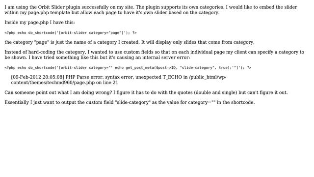 Wordpress: Help solving t_echo php error while using echo do_shortcode смотреть онлайн