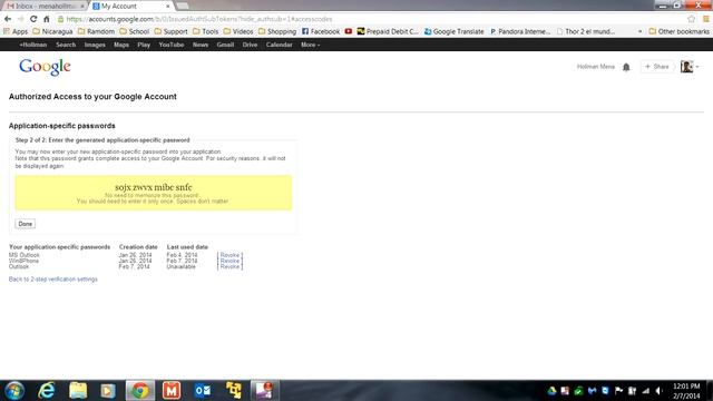 Setup Gmail In Outlook 2013 Using 2-step Verification