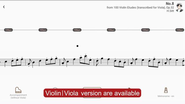 Play with accompaniment : No.8 from 100 Violin Etudes (transcribed for Viola), Op.32 | H.Sitt смотреть онлайн