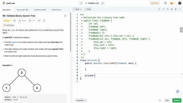 Leetcode 98 Validate Binary Search Tree (Java) смотреть онлайн
