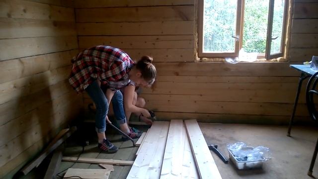 Пол из шпунтовки, стяжка подручными средствами смотреть онлайн