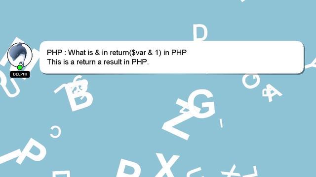 PHP : What is & in return($var & 1) in PHP смотреть онлайн