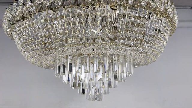Обзор люстры потолочной большой хрустальной на коромысле ПЕТРАСВЕТ S2479-8 Россия на 2 включения.22 смотреть онлайн