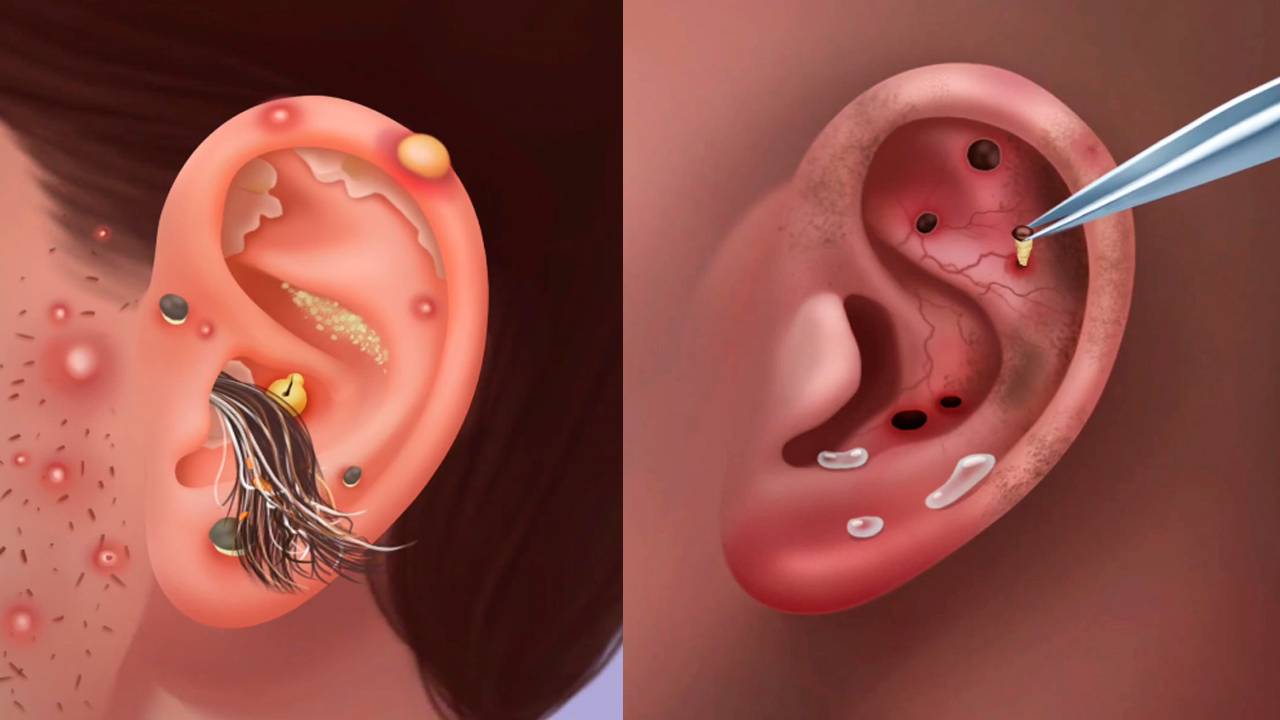 серная пробка угри акне черные точки прыщи гной - реалистичная асмр для детей