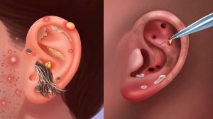 серная пробка угри акне черные точки прыщи гной - реалистичная асмр | мультфильмы для детей