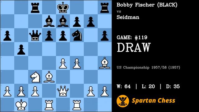 ALL BOBBY FISCHER GAMES | #119 | 1957 | Seidman - Fischer