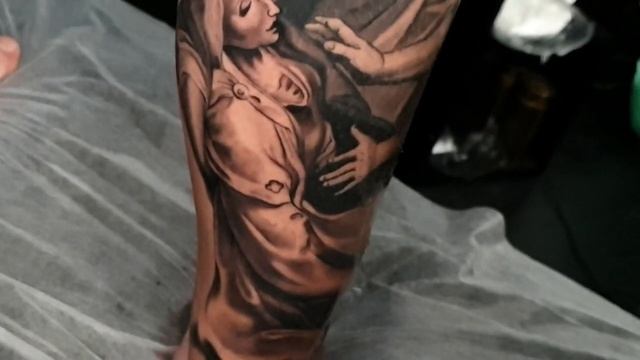Tattoo Process | Красим ногу  | Tattoo Time Lapse  | Jesus Tattoo