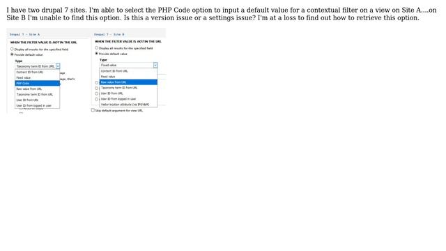 Drupal: Contextual Filters ＞ Default option: PHP Code input option is missing смотреть онлайн