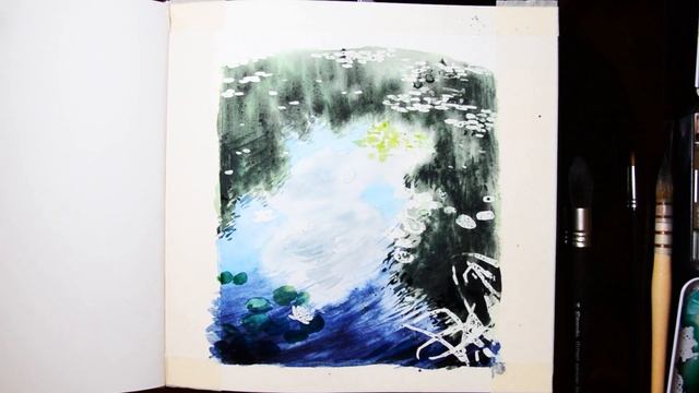 Пруд с кувшинками. Акварель смотреть онлайн