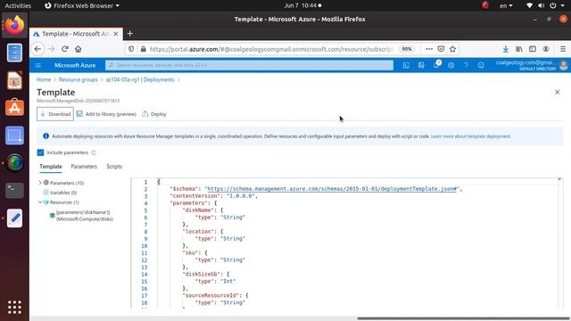 AZ 104 Lab 03b Task 1: Review an ARM template for deployment of an Azure managed disk смотреть онлайн