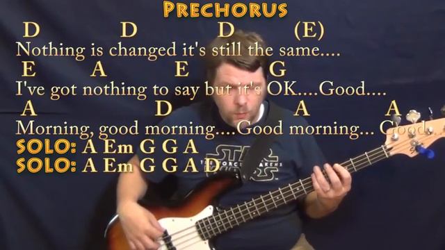 Good Morning (The Beatles) Bass Guitar Cover Lesson in A with Chords/Lyrics смотреть онлайн