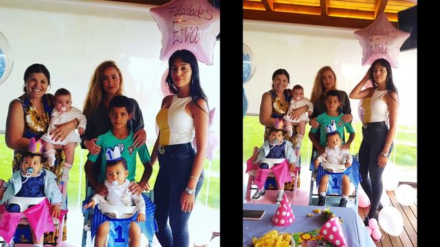 Cristiano Ronaldo's fiancée Georgina with sister and CR7 Jr celebrate first birthday twins смотреть онлайн