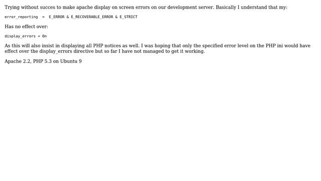 DevOps & SysAdmins: How to make apache display "only" PHP errors? смотреть онлайн