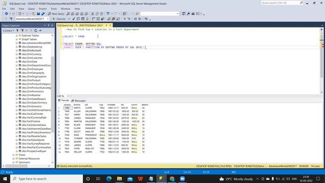 SQL Interview Question - How to find top n salaries in a Each department смотреть онлайн