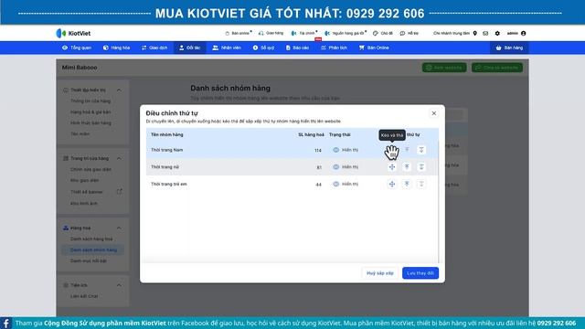 Tạo Website KiotViet - Sắp xếp thứ tự nhóm hàng | Mr Quản смотреть онлайн