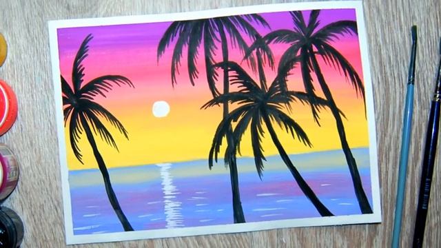 10 простых идей как нарисовать закат