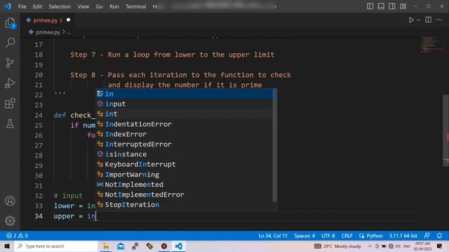 3. Python Program to print N numbers of Prime numbers || python 3 || vs code смотреть онлайн