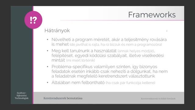 Keretrendszerek és külső források - Szoftverfejlesztési technológiák (előadás) смотреть онлайн
