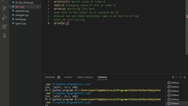 creating list // slicing and escape sequence operation of list// python program Visual Studio Code смотреть онлайн